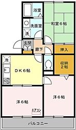 セキネマンションII 2階3DKの間取り