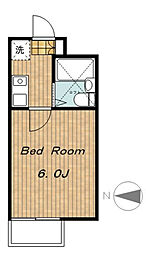 JR横浜線 橋本駅 徒歩5分の賃貸アパート 1階1Kの間取り