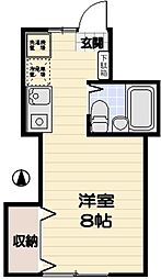 クラブハウストゴシ ワンルームの間取図画像