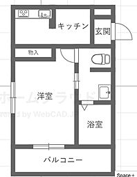 サン・リーフ 1Kの間取図画像
