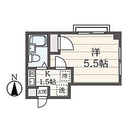 キャピタルビル 4階1Kの間取り
