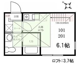 ハーミットクラブハウス梶ヶ谷A ワンルームの間取図画像