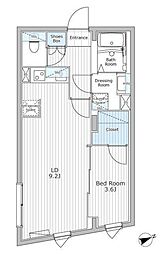 レジデンス市谷仲之町 1LDKの間取図画像