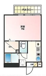 ルネコート高砂WEST A棟 2階1Kの間取り