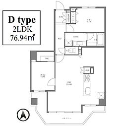 プロスペクト清澄庭園 8階2LDKの間取り