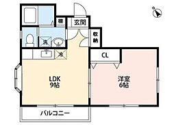 ハイツリバーサイド 1LDKの間取図画像