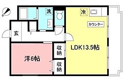 グレートメゾン栗平 3階1LDKの間取り