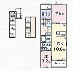 ソレイユ 3階2LDKの間取り