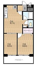 吾妻橋ハイツ 2DKの間取図画像