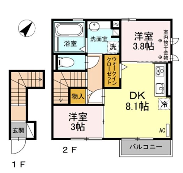 静岡県伊豆の国市寺家(賃貸アパート2DK・2階・45.75㎡)の写真 その2