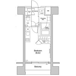 ザ・パークハビオ荏原中延プレイス 9階ワンルームの間取り