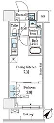 パークアクシス横浜伊勢佐木町通り 1DKの間取図画像