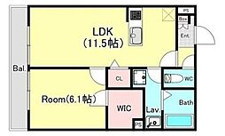 シエーナ松波I 3階1LDKの間取り