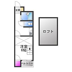 キッポー平野加美 1Kの間取図画像