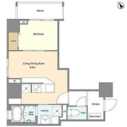 コンパルティア東長崎 9階1LDKの間取り