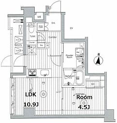 メイクス東向島II 2階1LDKの間取り