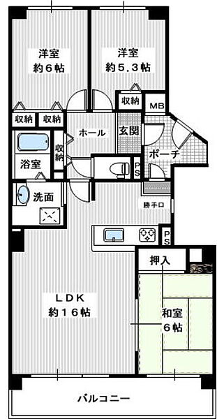 大阪府富田林市向陽台３丁目(賃貸マンション3LDK・5階・77.15㎡)の写真 その2