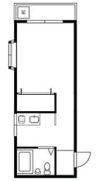 プラスハイツII 1階ワンルームの間取り