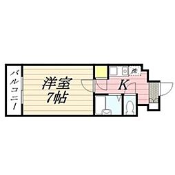 オリオンビル 1Kの間取図画像