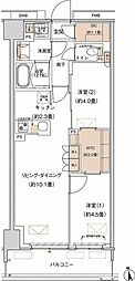 プライムネクサス大森北 2LDKの間取図画像
