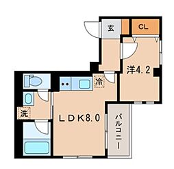 都営大江戸線 両国駅 徒歩8分の賃貸マンション 2階1LDKの間取り