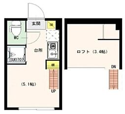 グランドセダー東陽町 1階ワンルームの間取り