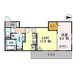 アデウ　ドゥーエ 1階1LDKの間取り