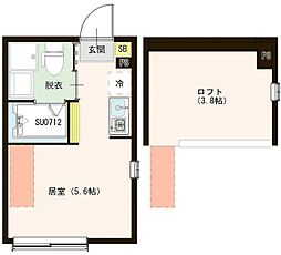 ハーモニーテラス高松I 1階ワンルームの間取り