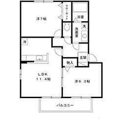 南海高野線 大阪狭山市駅 徒歩12分の賃貸アパート 2階2LDKの間取り