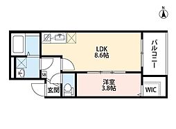 Lito 3階1LDKの間取り