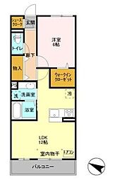 ソラーレ 壱番館 2階1LDKの間取り