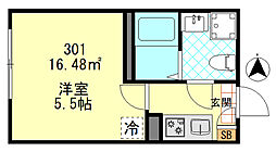 仮称矢口渡新築10世帯 1Kの間取図画像