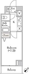 エマーレ行徳 1Kの間取図画像