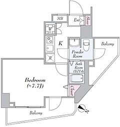 ジーベック滝野川 7階1Kの間取り