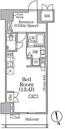 ザ・パークハビオ神楽坂レジデンスサウス 6階ワンルームの間取り