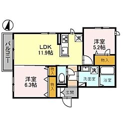 シャーメゾン八雲 2LDKの間取図画像