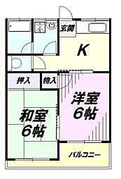 ロイヤルレジデンス 2階2Kの間取り