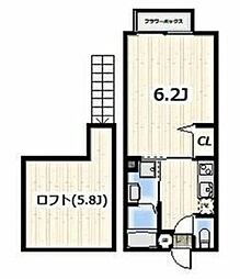 サニーサイド湘南深沢 2階1Kの間取り