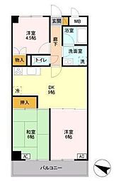 YS習志野台 4階3DKの間取り