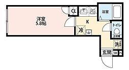 グランクオール中村橋 2階1Kの間取り
