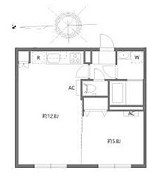 グランピア四谷 2階1LDKの間取り