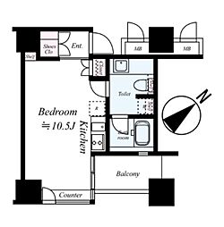ザ・タワー芝浦 ワンルームの間取図画像