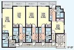 フォレスト南多摩 2階1Kの間取り