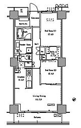 パークアクシス豊洲 4階2LDKの間取り