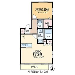 エスポワール 1階1LDKの間取り