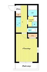 スカイコート品川御殿山EAST 3階1Kの間取り