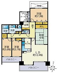京成松戸線 常盤平駅 徒歩21分の賃貸マンション 10階4LDKの間取り