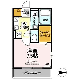カーサドルチェ 1Kの間取図画像