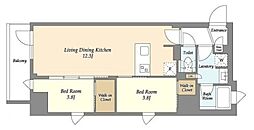 AIFLAT品川戸越パークサイド 2階2LDKの間取り
