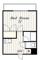 パレスヒルズ 4階1Kの間取り